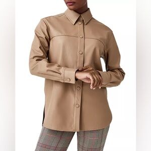NWT SPANX® Long Sleeve Faux Leather Shirt size XXL